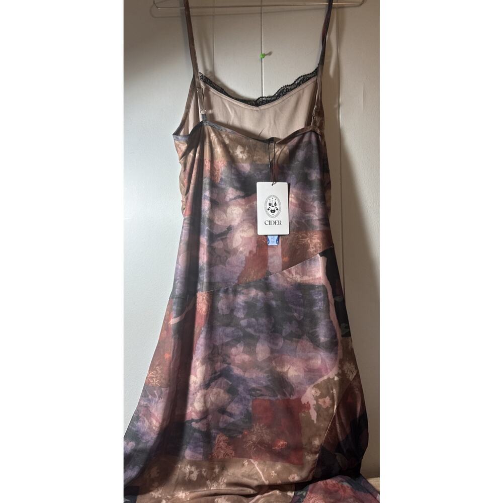 Cider XL Floral Satin Slip Dress Maxi Lingerie Nightgown Elegant New OO - Picture 4 of 6